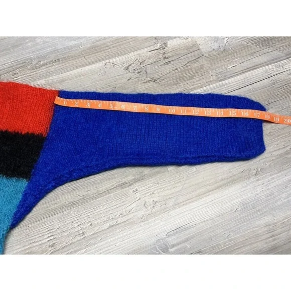 Vintage Color Block Mohair Sweater Royal Mile Edinburgh Hand Knit‎ Neva McIntosh